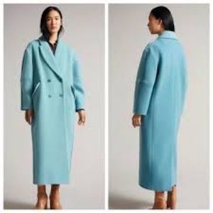 TED BAKER LONDON wool blended coat Joelle Fabric Blocked Oversized Crombie NWT